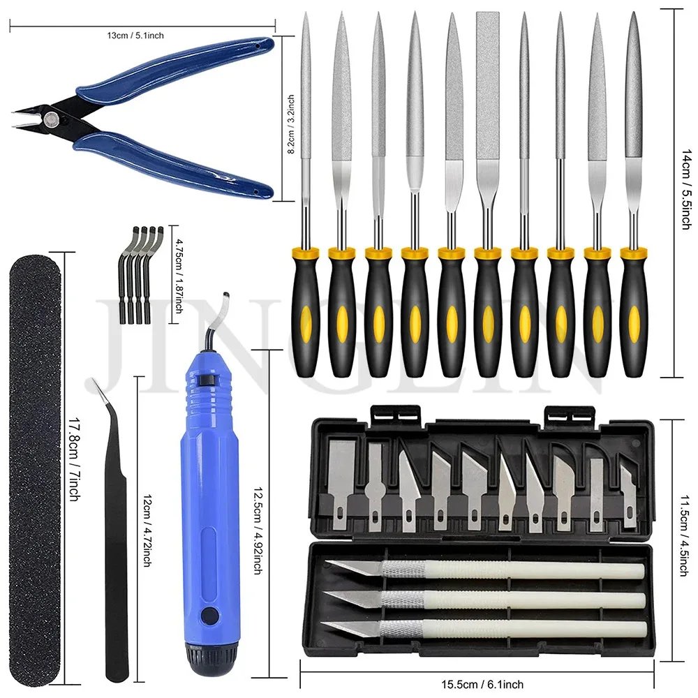 3D Printer Parts Electronic Wire Diagonal Pliers Trimming Knife Scraper Deburring Cutter Set Tweezers Pliers 3D Printer Tool Kit
