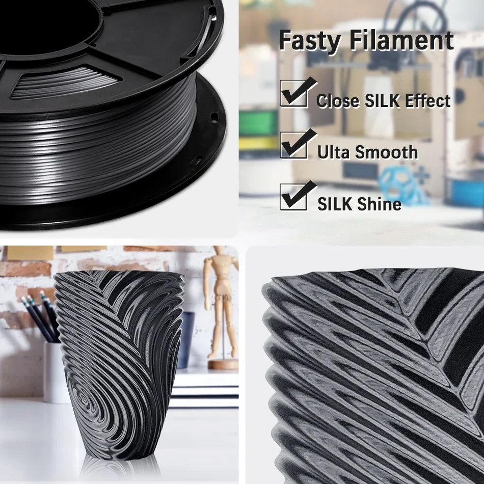 Silk PLA Printer Filament Materials Red Green Blue Black Silk 3D Printer Filament Printing wire Vacuum Packaging 250g 1.75mm