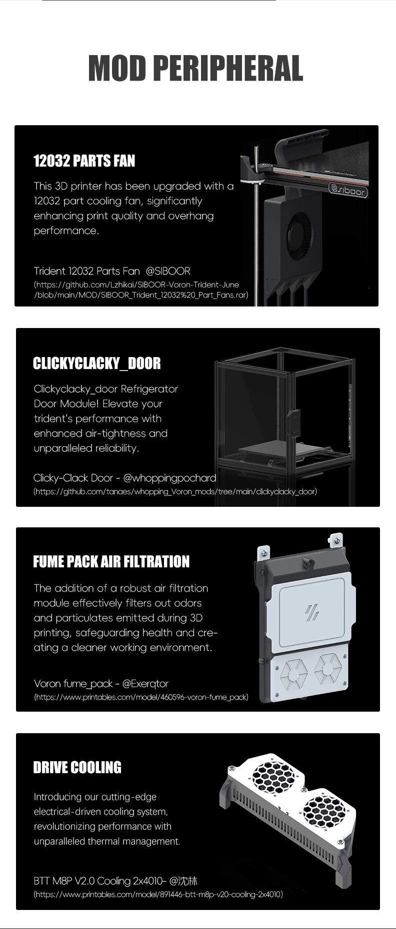 SIBOOR Voron Trident [June,2024] CNC Metal Structure 4AWD CoreXY 3D Printer & All Siboor Rails