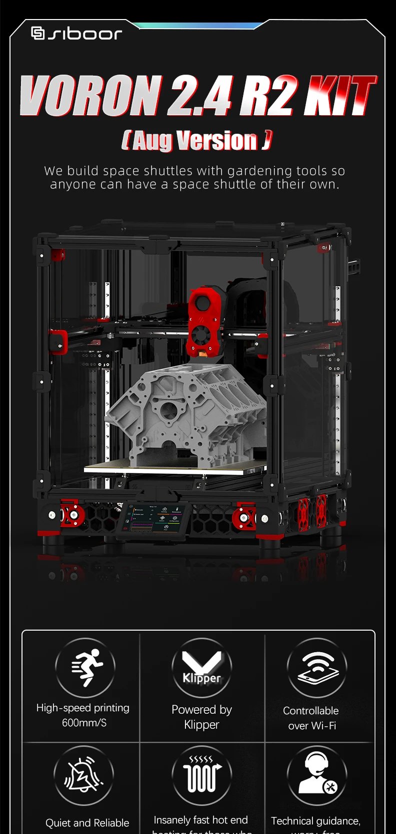 VORON 2.4 DIY CoreXY 3D Printer Upgrade SIBOOR V2.4 R2 AUG Version 3D Printer Kit High Precision Klipper WiFi Cartographer V3