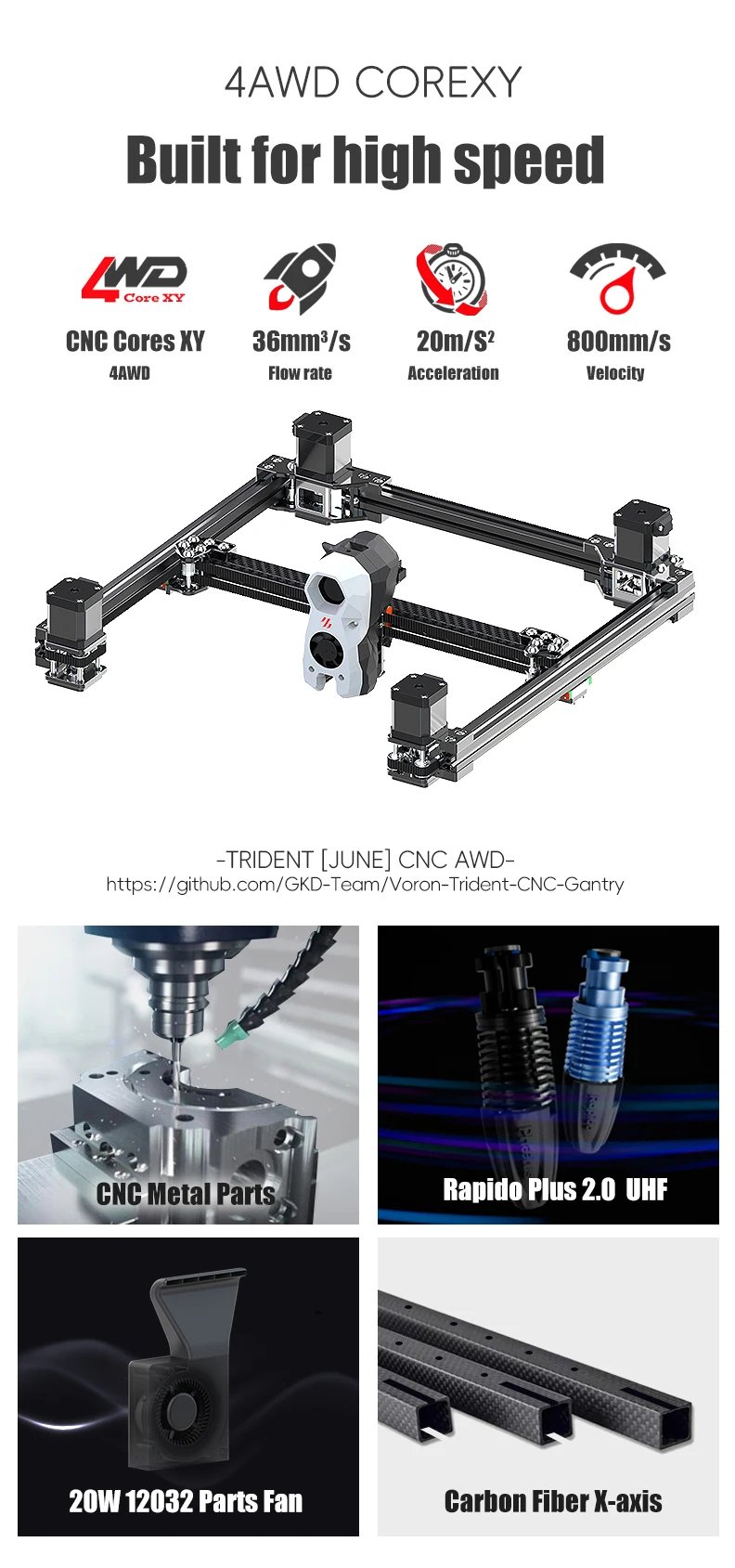 Latest SIBOOR Voron Trident [June,2024] CNC Metal Structure 4AWD CoreXY DIY 3D Printer High Quality Components 3D Full Kits