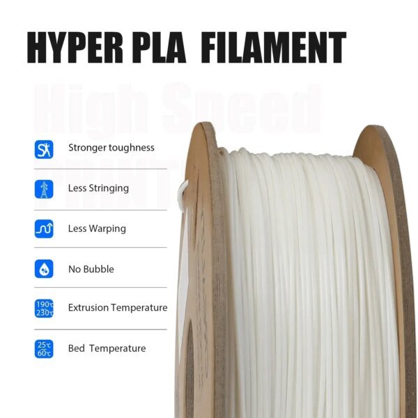 13222-czejlc.jpg Creality PLA Filament Hyper PLA High Speed 3D Printer Filament 1.75mm 1kg(2.2lbs)/Spool Dimensional Accuracy for Most FDM Printe