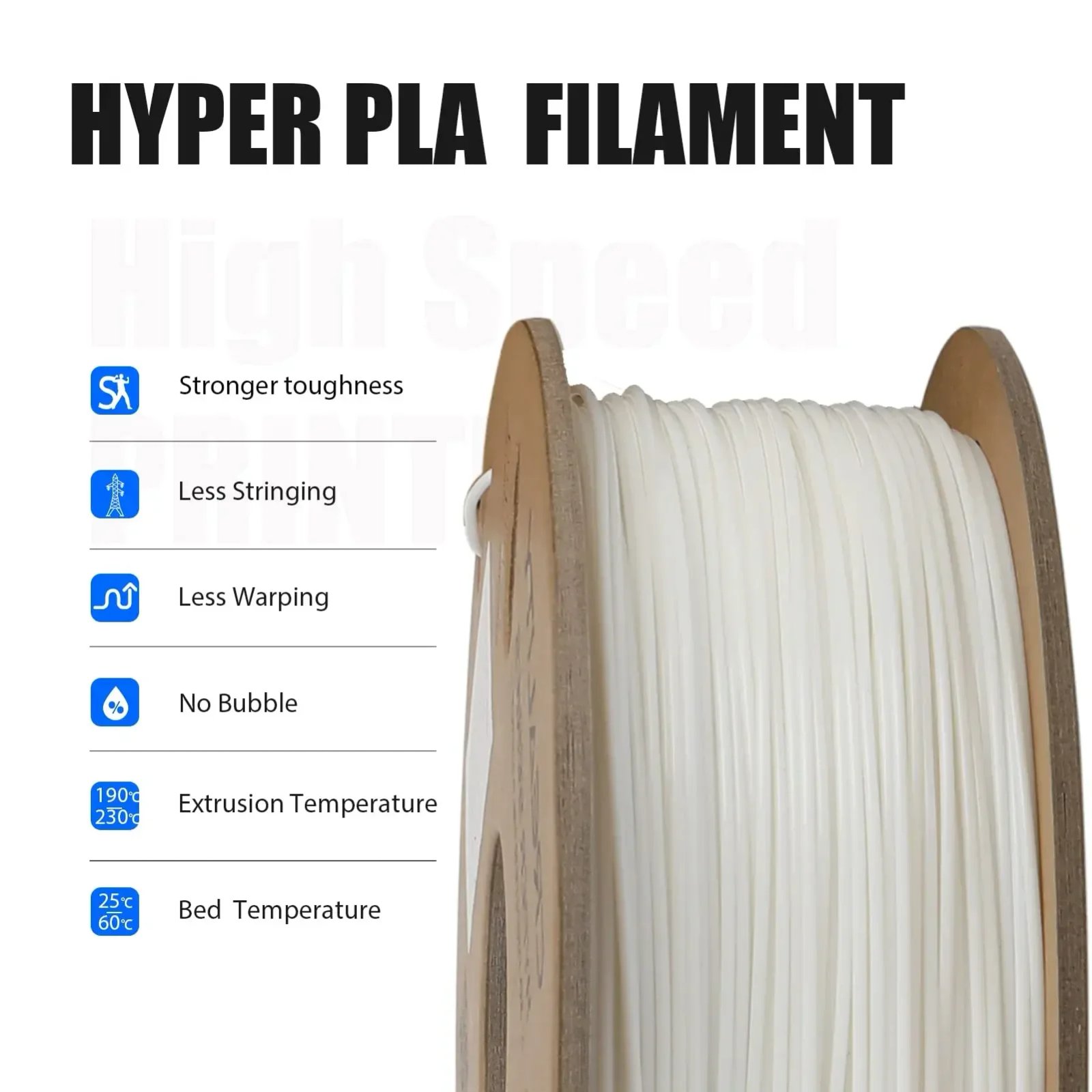 Creality PLA Filament Hyper PLA High Speed 3D Printer Filament 1.75mm 1kg(2.2lbs)/Spool Dimensional Accuracy for Most FDM Printe Creality PLA Filament Hyper PLA High Speed 3D Printer Filament 1.75mm 1kg(2.2lbs)/Spool Dimensional Accuracy for Most FDM Printe