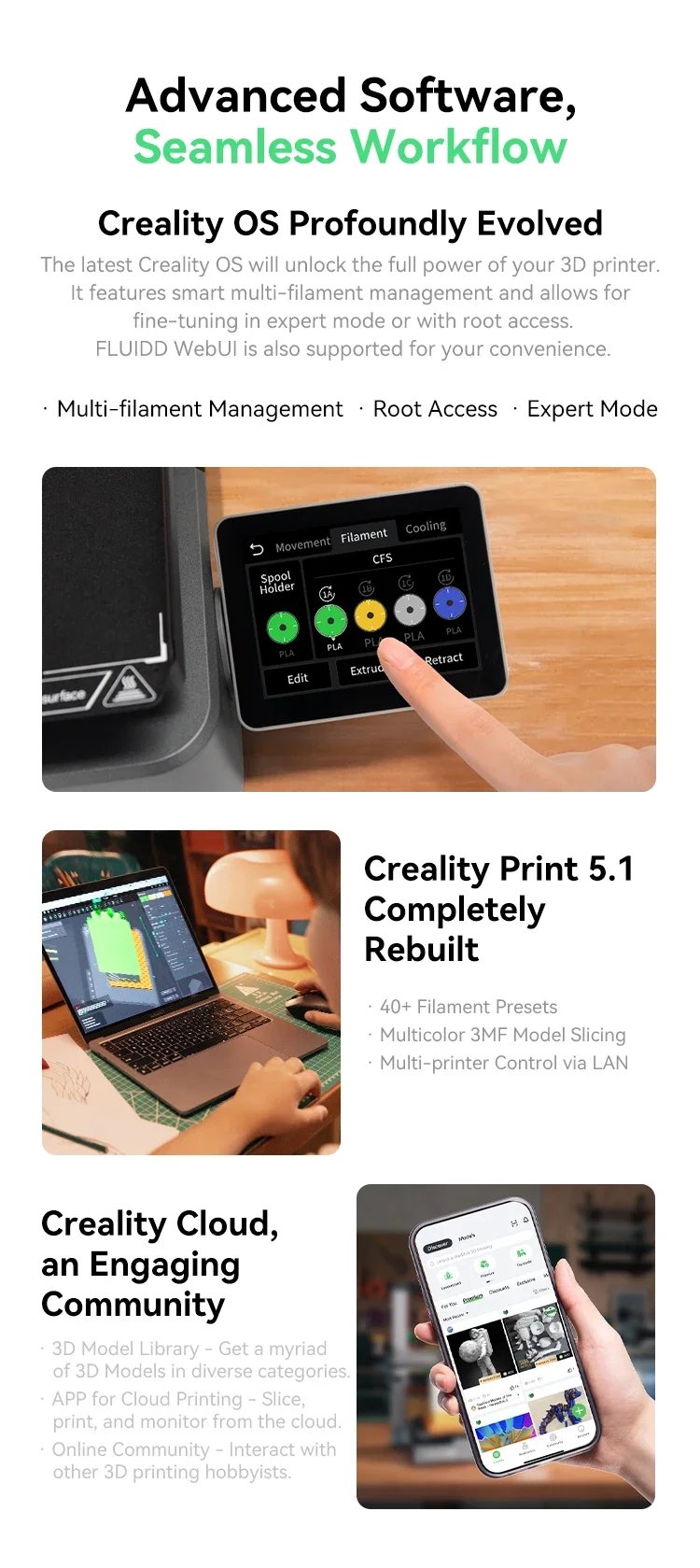 Creality CFS/Hi/Hi Combo 3D Printer Auto Bed Leveling Full Metal Extruder with 500 mm/s 12000 mm/s² max acceleration Fast Print Creality CFS/Hi/Hi Combo 3D Printer Auto Bed Leveling Full Metal Extruder with 500 mm/s 12000 mm/s² max acceleration Fast Print