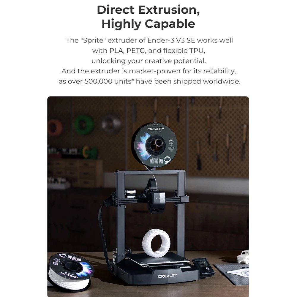 Creality 3D Ender-3 V3 SE Printer Sprite Direct Extrusion 250mm/S Faster Printing Speed Dual Z-Axis IU Display CR Touch Y Optica Creality 3D Ender-3 V3 SE Printer Sprite Direct Extrusion 250mm/S Faster Printing Speed Dual Z-Axis IU Display CR Touch Y Optica