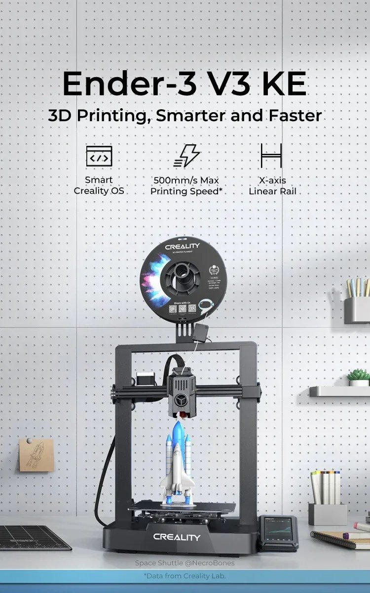 Creality 3D Printer Ender-3 V3 KE 500mm/s Fast Printing Speed Smart Creality OS X-AxisLinear Rail Double Fans Smart Ul 60W Creality 3D Printer Ender-3 V3 KE 500mm/s Fast Printing Speed Smart Creality OS X-AxisLinear Rail Double Fans Smart Ul 60W