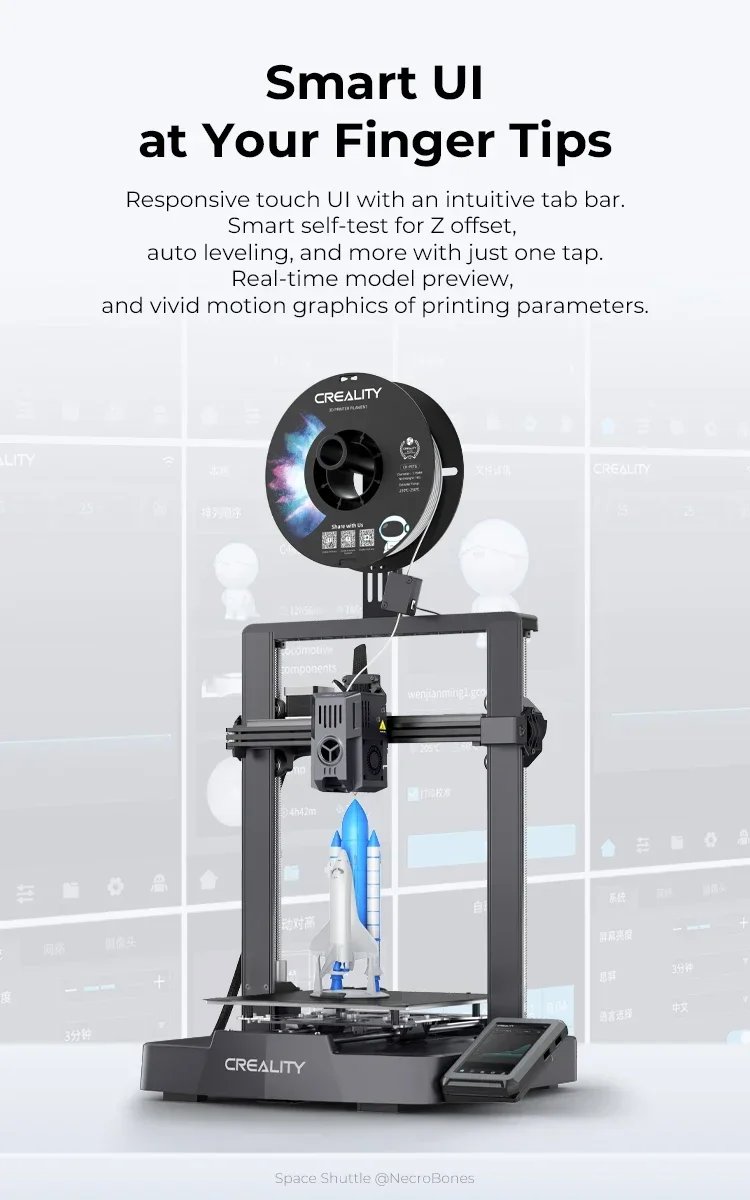 Creality 3D Printer Ender-3 V3 KE 500mm/s Fast Printing Speed Smart Creality OS X-AxisLinear Rail Double Fans Smart Ul 60W Creality 3D Printer Ender-3 V3 KE 500mm/s Fast Printing Speed Smart Creality OS X-AxisLinear Rail Double Fans Smart Ul 60W