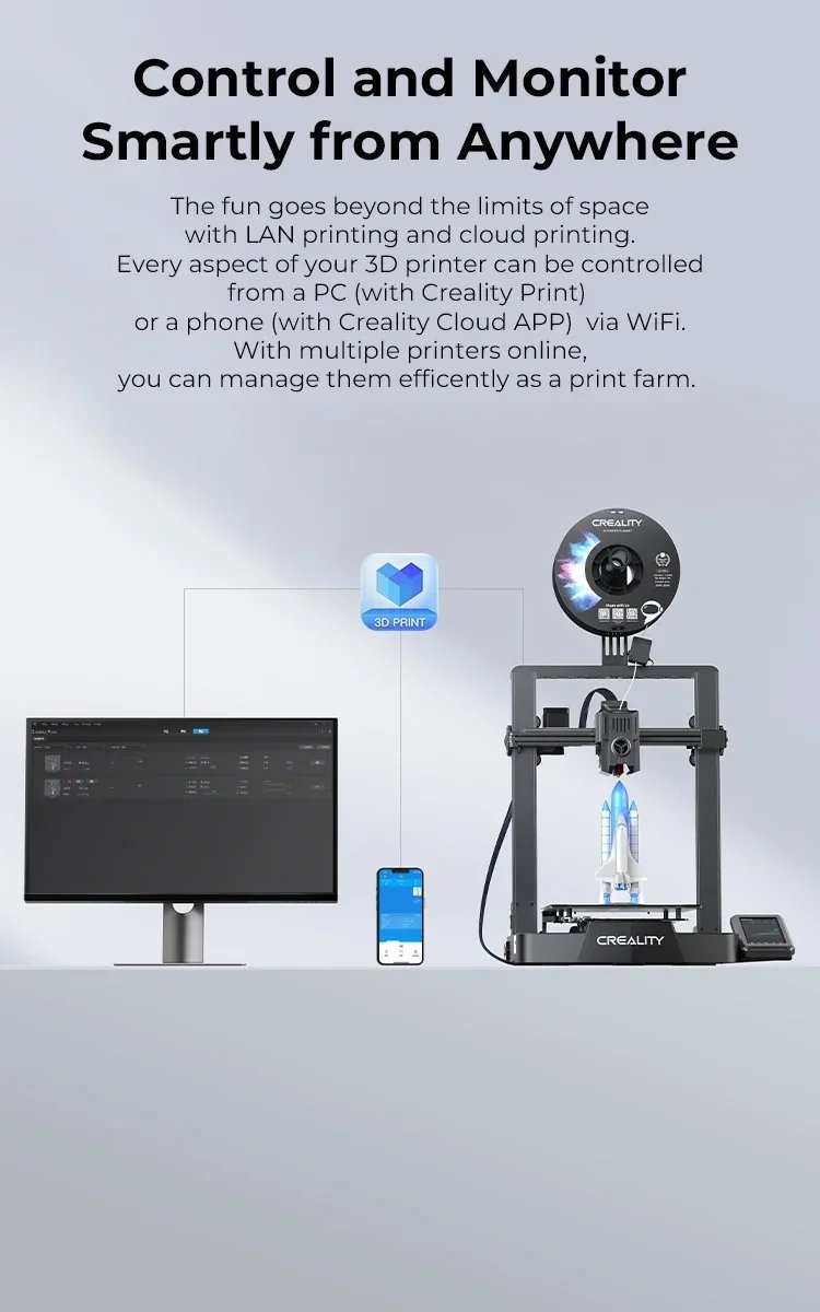 Creality 3D Printer Ender-3 V3 KE 500mm/s Fast Printing Speed Smart Creality OS X-AxisLinear Rail Double Fans Smart Ul 60W Creality 3D Printer Ender-3 V3 KE 500mm/s Fast Printing Speed Smart Creality OS X-AxisLinear Rail Double Fans Smart Ul 60W