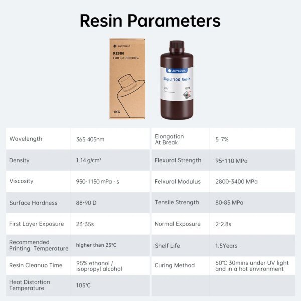 13962-c1psgi.jpg ANYCUBIC Rigid 100 Resin High-Temp Resistant Resin Up to 100°C High Precision For DLP/LCD 3D Printers for Engineering Jewelry